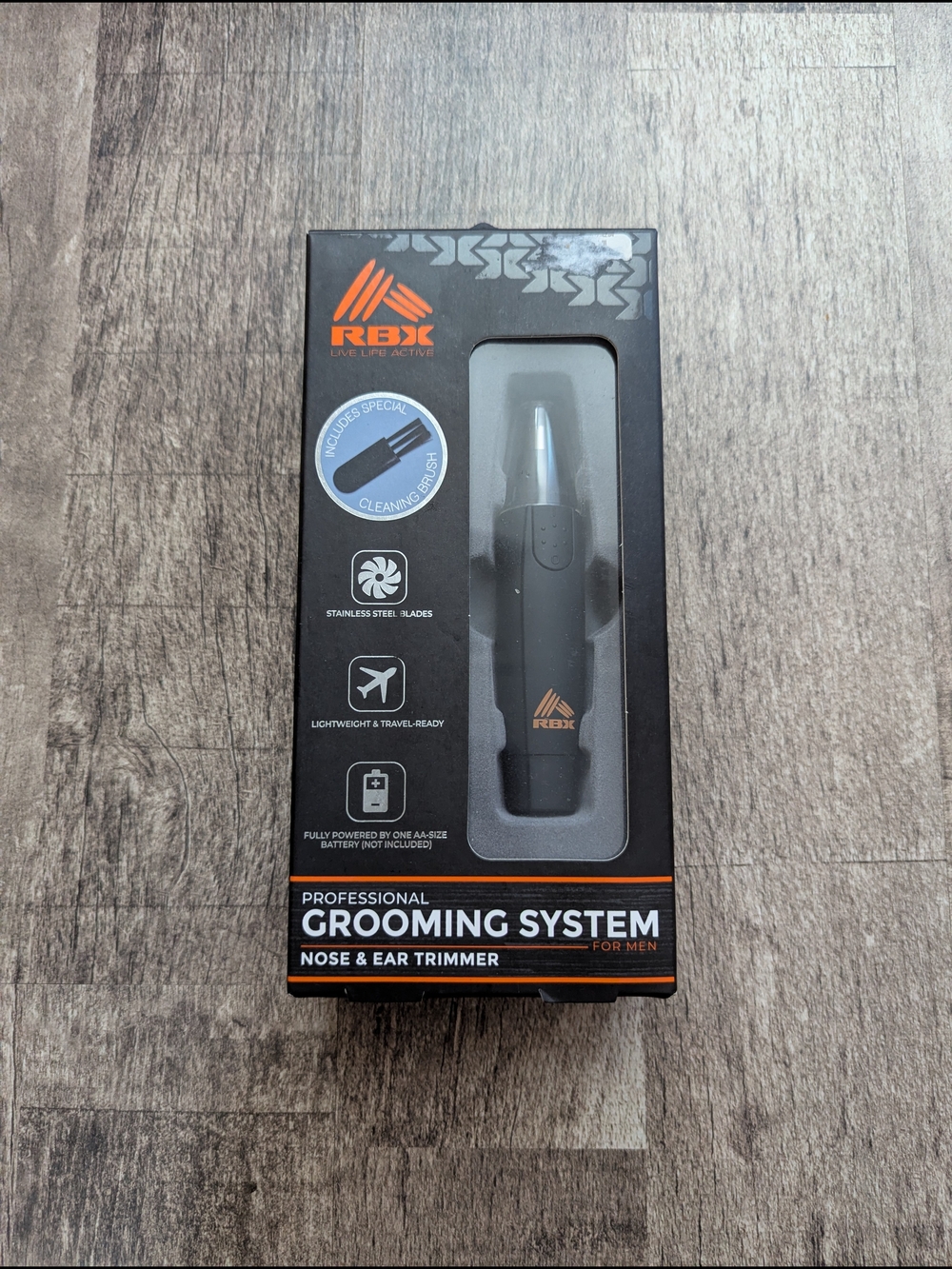 RBX Men's Nose & Ear Trimmer in Black with Orange Logo